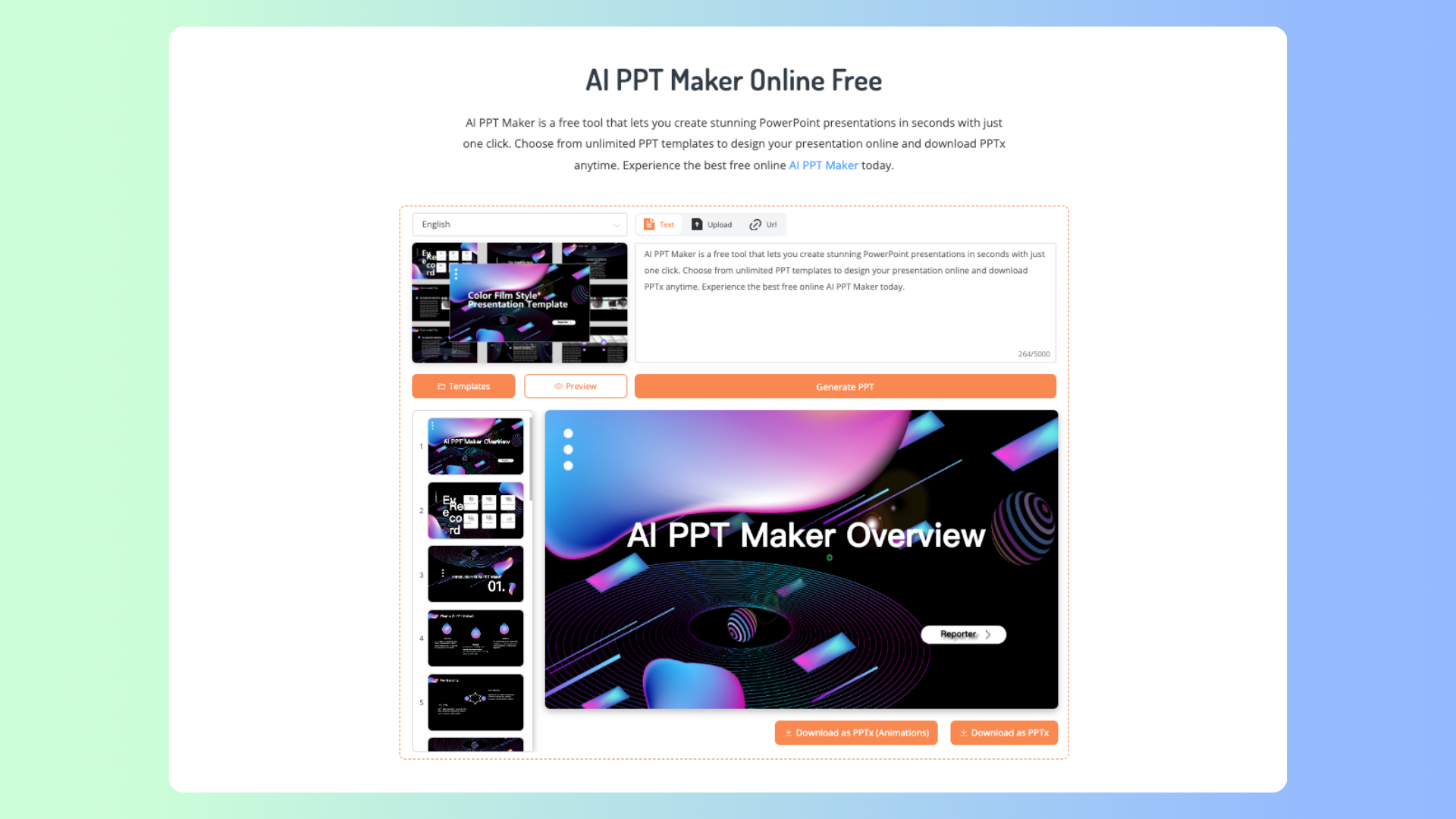 Make your unique PPT with AI online for free. - AItrendytools